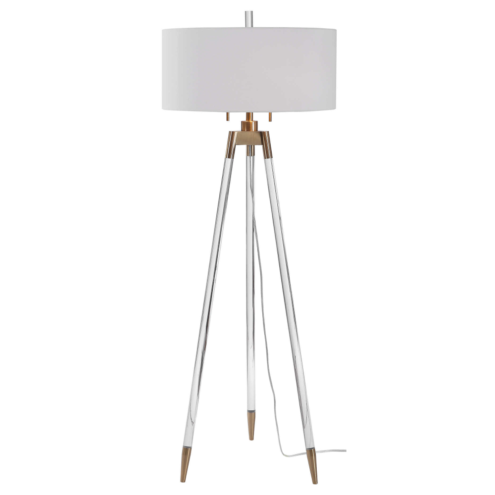 Acrylic and gold tripod floor lamp discount