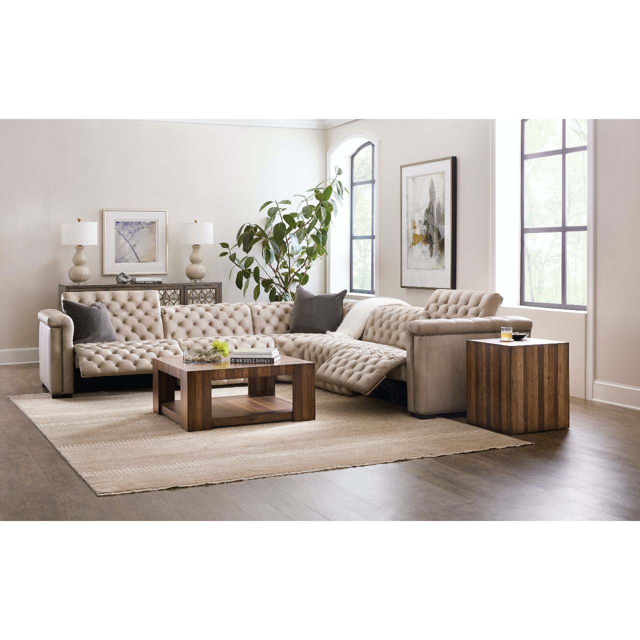 Chesterfield Power Leather Sectional